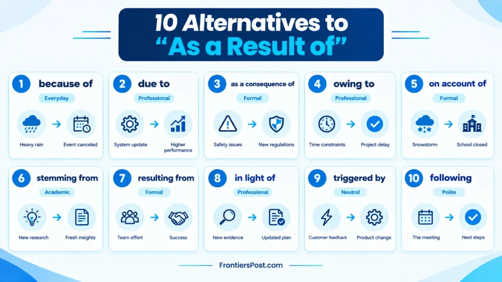 10 alternatives to as a result of with tone and usage categories