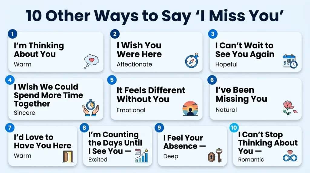 10 other ways to say I miss you with warm, friendly, romantic, and heartfelt alternatives