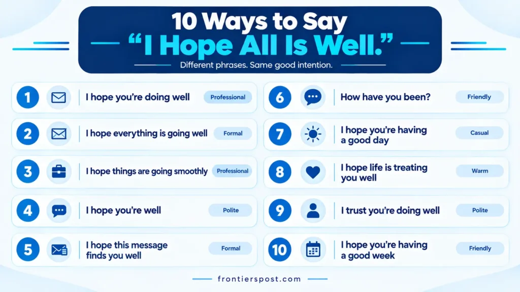 10 alternatives to say I hope all is well in different tones