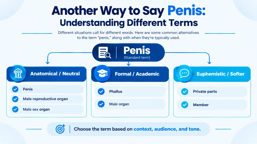 Infographic explaining different terms for penis and their levels of formality
