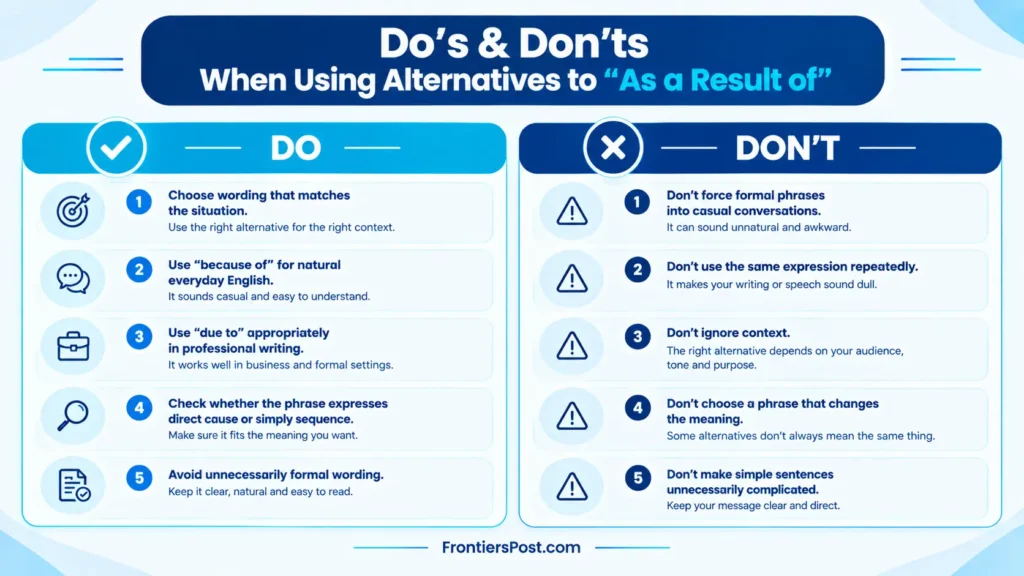Do’s and don’ts for using alternatives to as a result of correctly