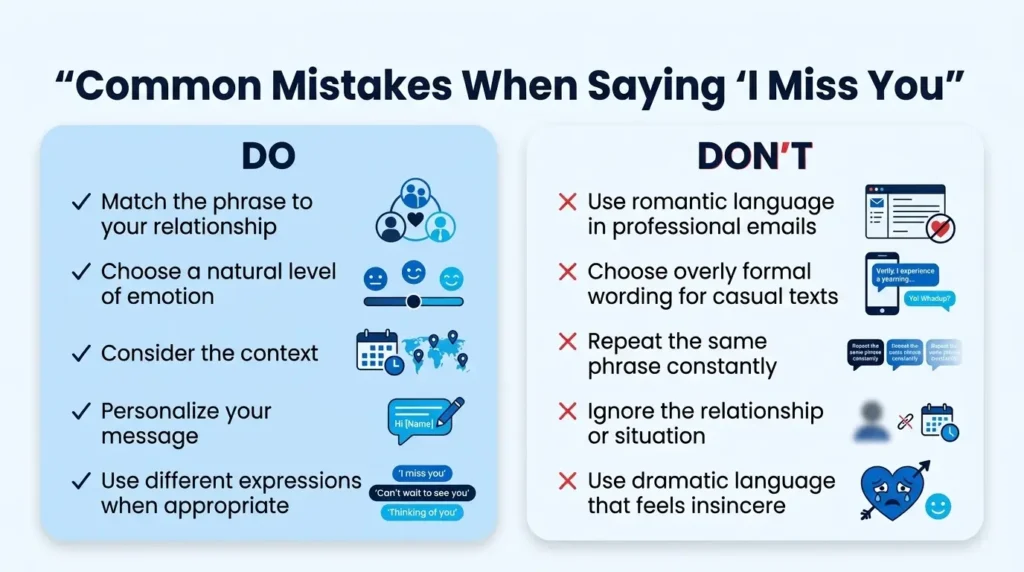 Common mistakes to avoid when using different ways to say I miss you