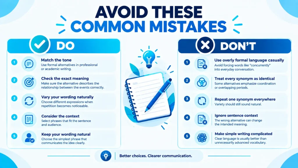 Do and don’t guide for avoiding common mistakes when replacing at the same time in writing