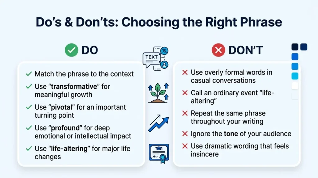 Do’s and don’ts when choosing alternatives to life changing