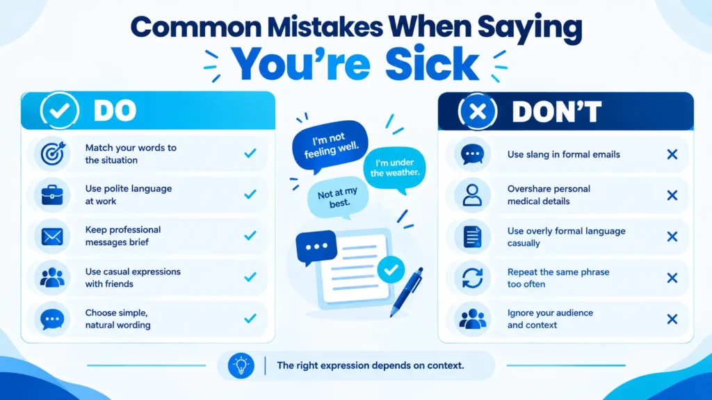 common mistakes when choosing another way to say sick