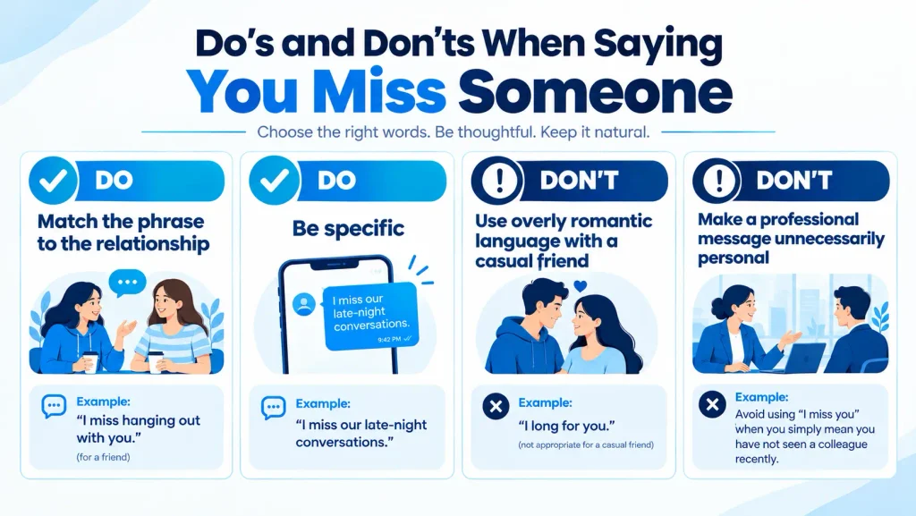 Dos and don’ts for choosing natural expressions when you miss someone