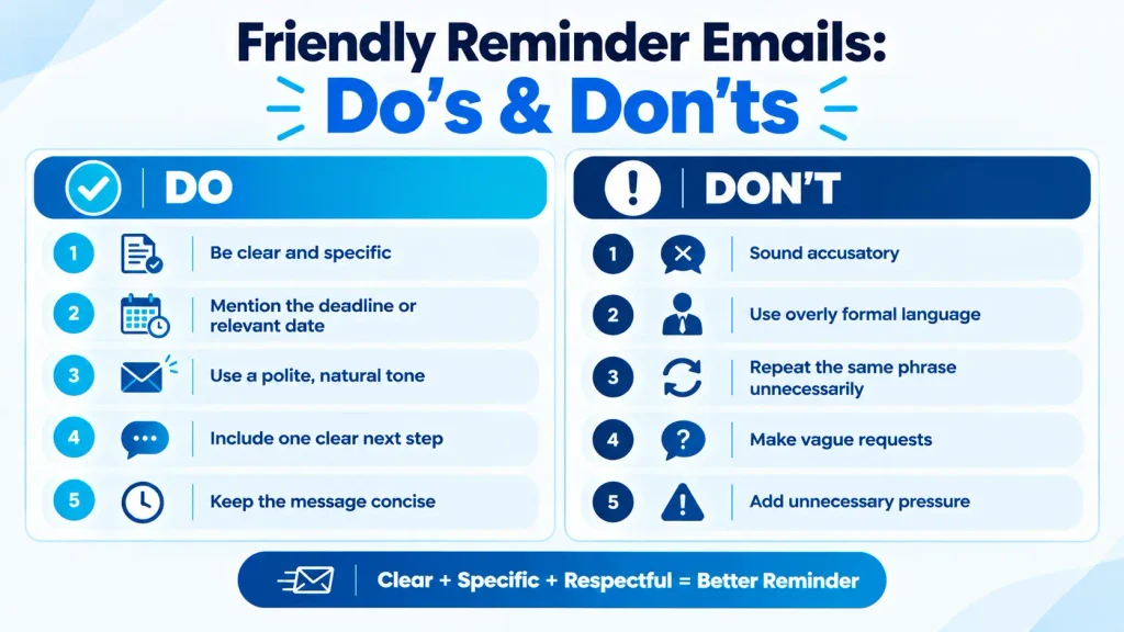 dos and don'ts for writing polite friendly reminder emails