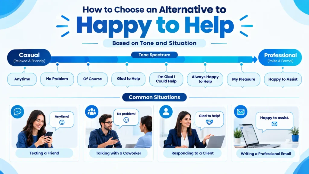Dos and don’ts for choosing the right way to say happy to help