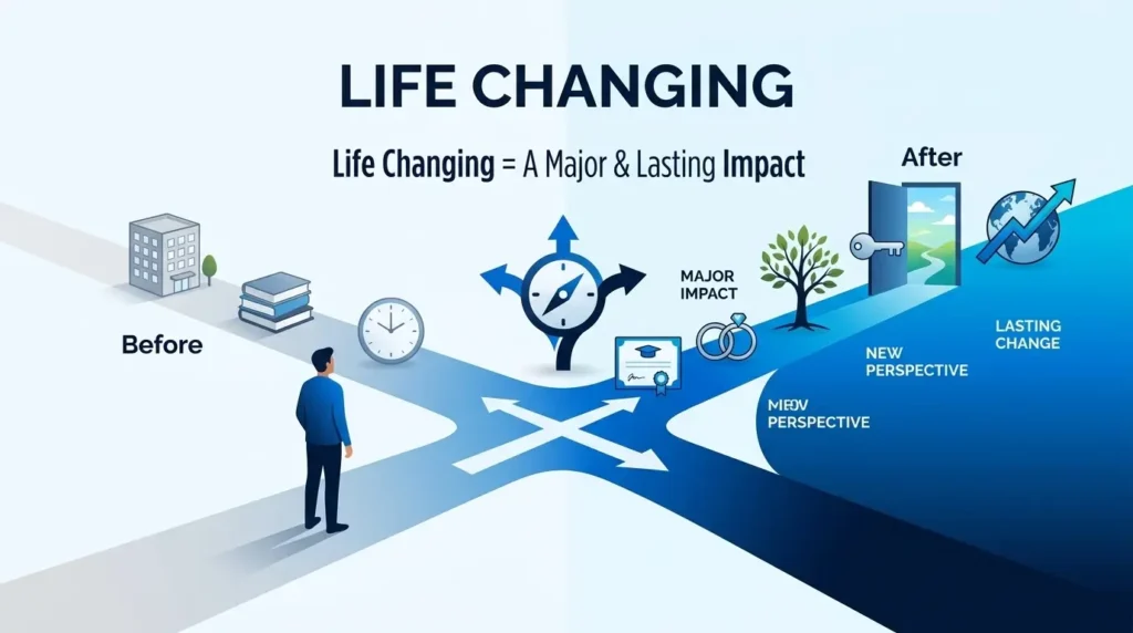 Visual explanation of the meaning of life changing and its lasting impact