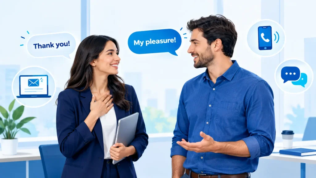 Natural conversation showing a polite response to thank you