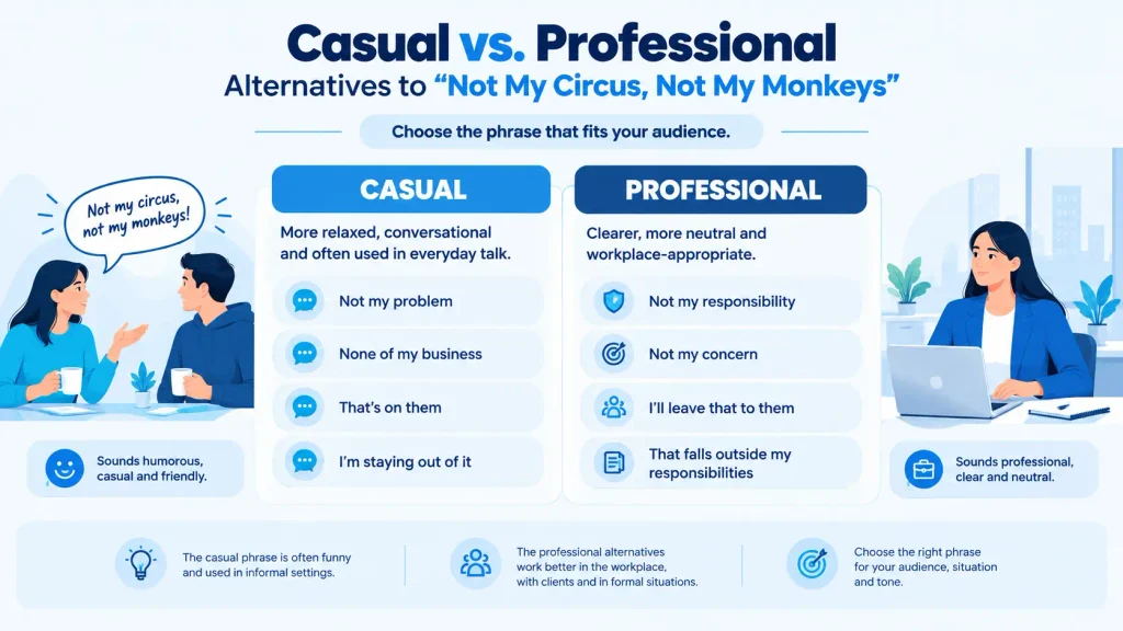 Casual and professional alternatives to not my circus not my monkeys