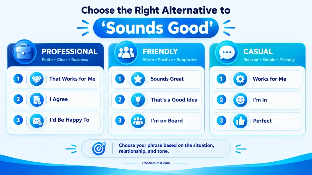Professional and casual alternatives to sounds good compared by tone
