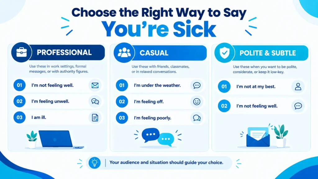 professional and casual ways to say you are sick