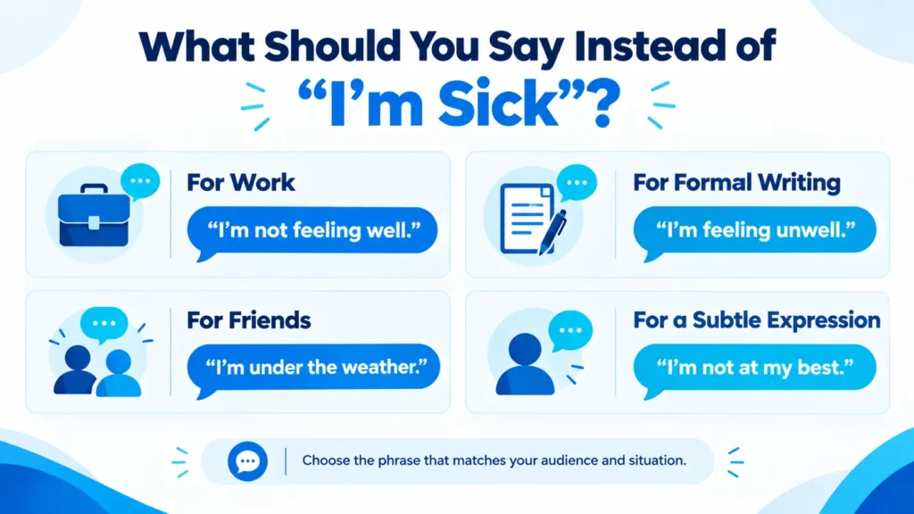 what to say instead of I am sick for work formal and casual situations