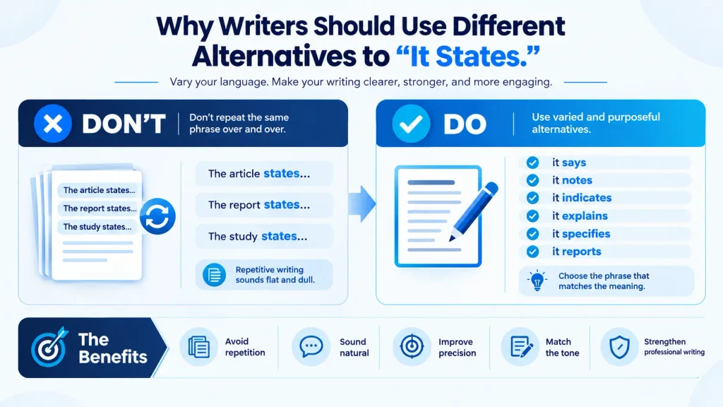 Benefits of using alternatives to it states in professional and academic writing