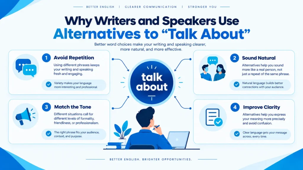 Comparison infographic showing why to use alternatives to talk about