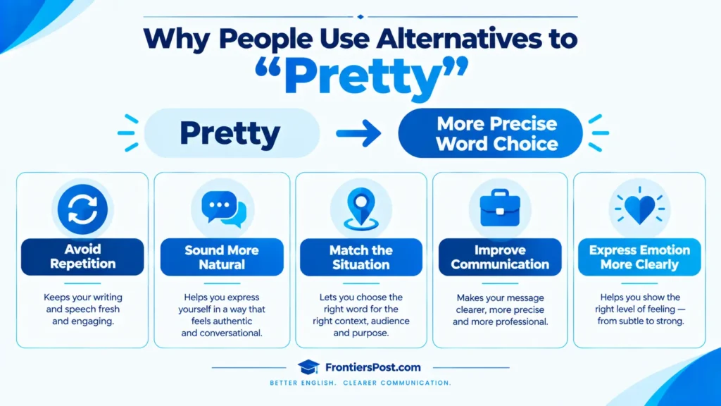 Reasons to use different words instead of pretty for clearer and more natural communication