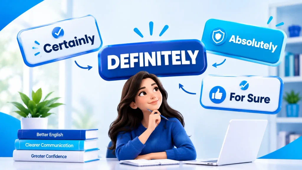 3D infographic explaining definitely and its common alternatives