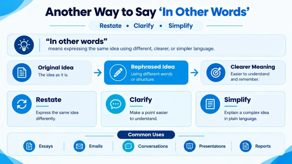 Meaning and common uses of another way to say in other words