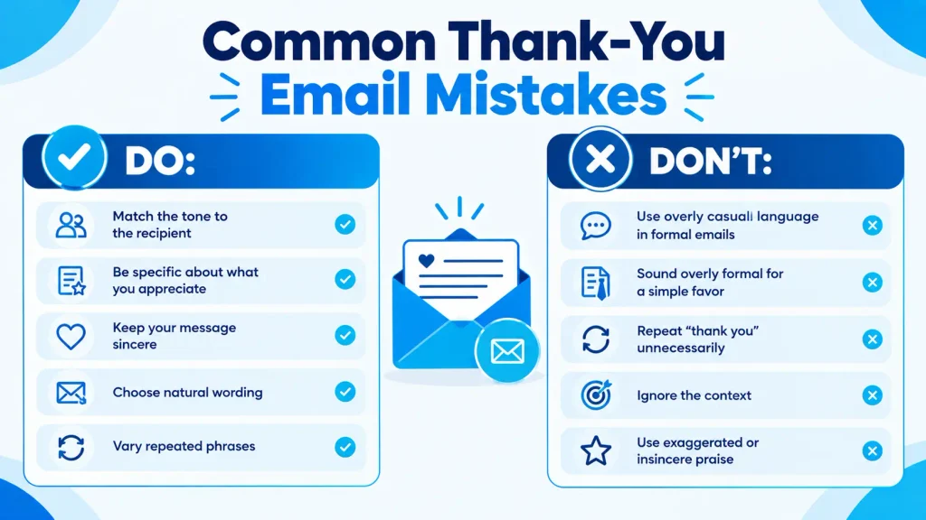 Do’s and don’ts for using thank-you phrases in professional emails