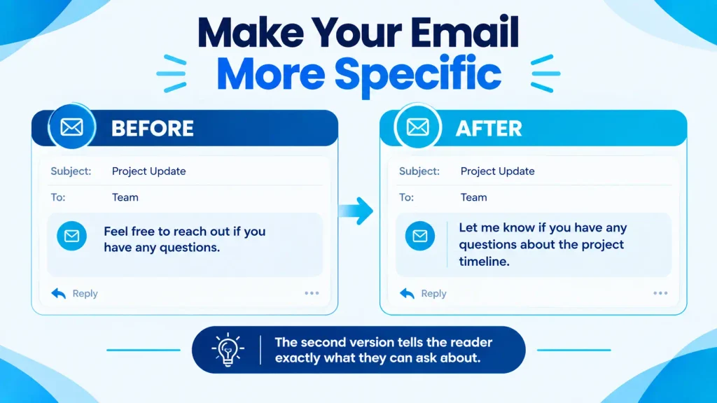 Before and after examples of replacing feel free to reach out in a professional email