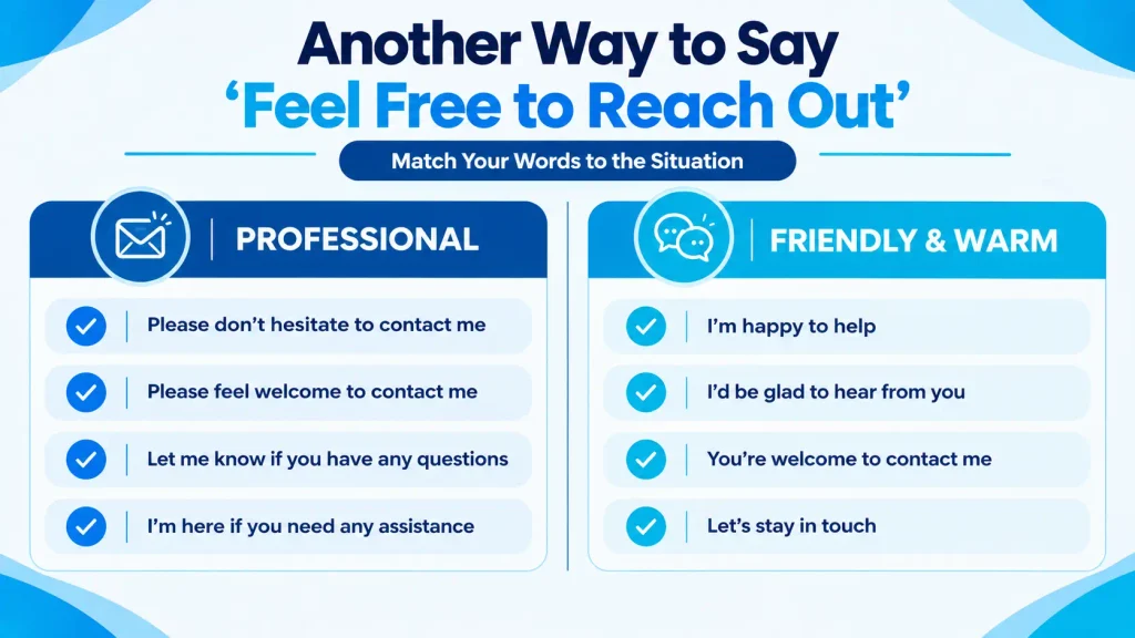 Comparison of professional and friendly alternatives to feel free to reach out