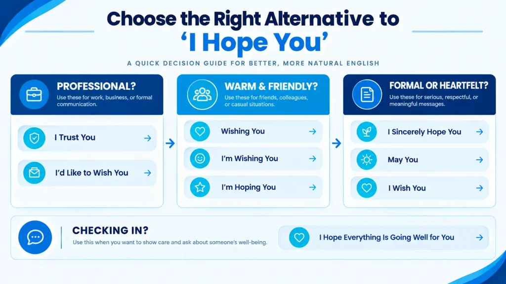 Tone and context guide for choosing alternatives to I hope you